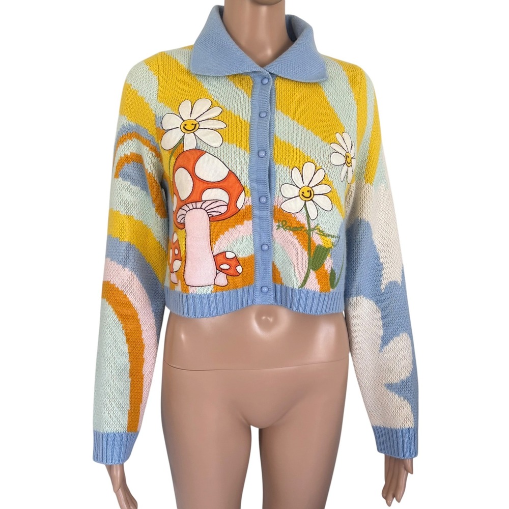 House of Sunny Day Tripper Mushroom Daisy Cropped Cardigan 4 Kawaii Whimsigoth